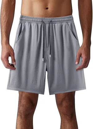 Men's Wide Leg Sport Shorts Elastic Waist Athletic Quick Dry Ice Silk Shorts Breathable Running Loose Workout Short