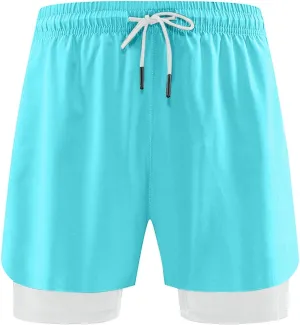 Men's Workout Running Shorts Athletic Elastic Waist Drawstring Shorts Solid Lightweight Gym Outdoor Pants