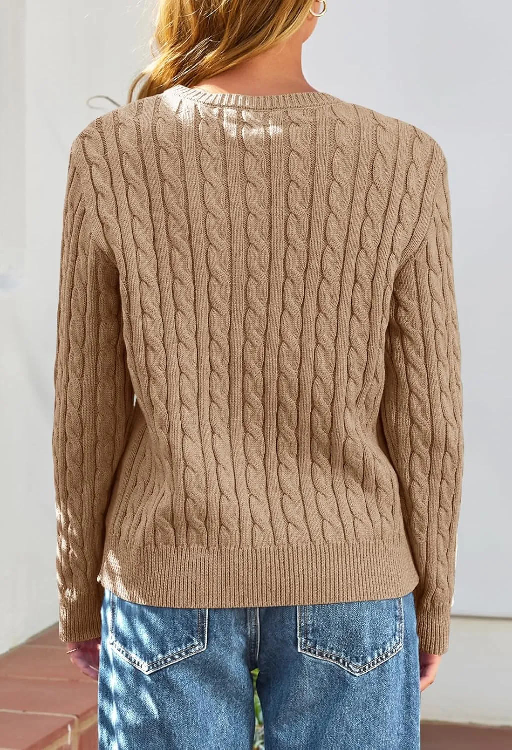 MEROKEETY Women's Cable Knit Open Front Cardigan Sweaters Fall Long Sleeve Button Down Soft Outwear
