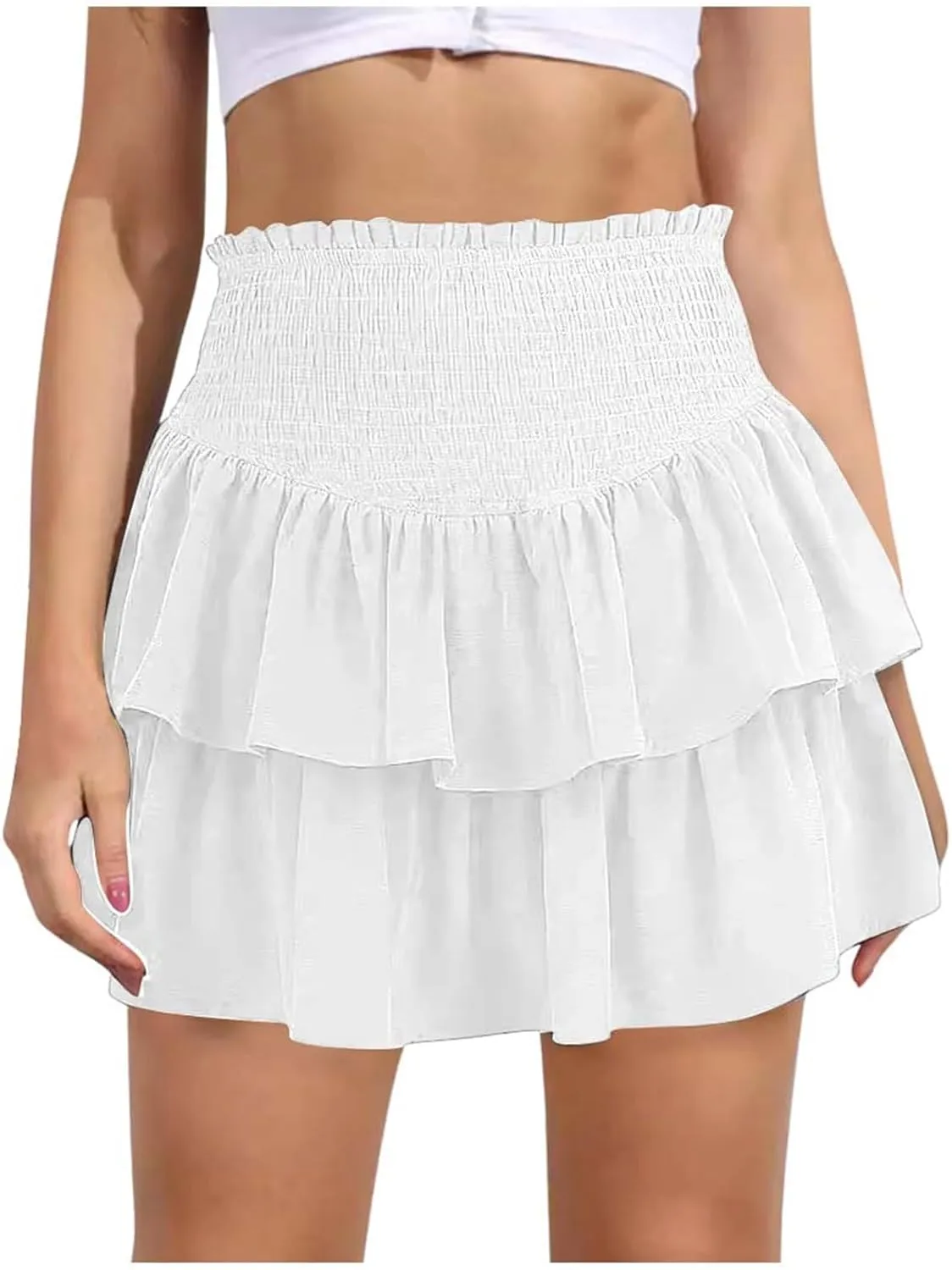 Mini Skirt for Women Fashion Stylish Ruffle Hem High Waist Tummy Control Trendy Y2K Hot Skirts for Summer Clubwear