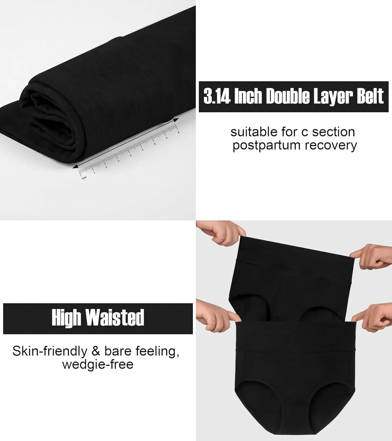 OLIKEME Womens High Waisted Underwear Tummy Control Cotton Full Coverage Ladies Panties Soft Stretch Briefs