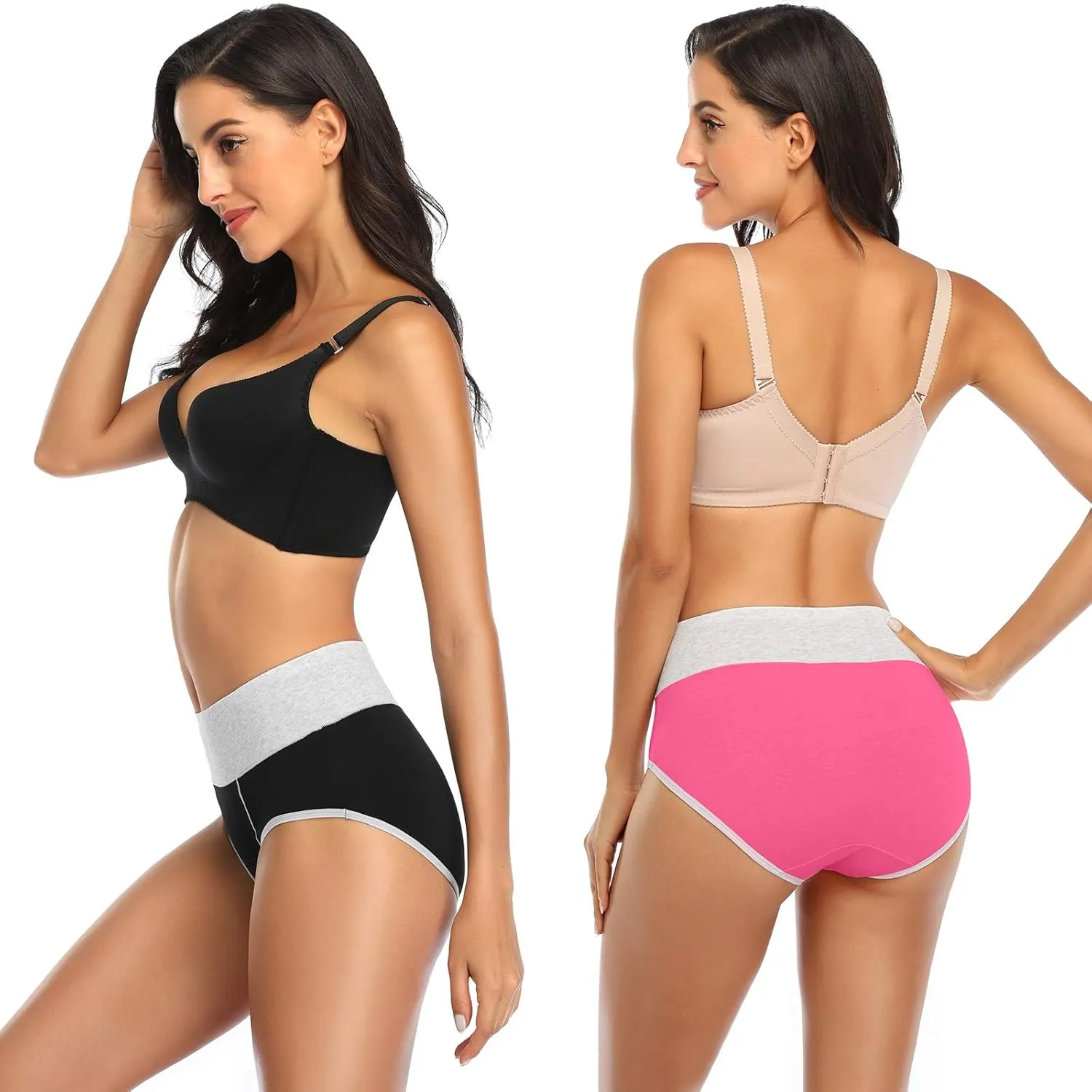 OLIKEME Womens High Waisted Underwear Tummy Control Cotton Full Coverage Ladies Panties Soft Stretch Briefs