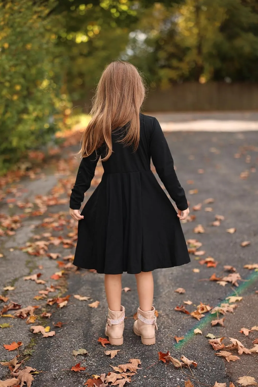 PATPAT Girls Short Sleeve Dresses Skater Twirly Stretch A-line Toddler Casual Swing Dress