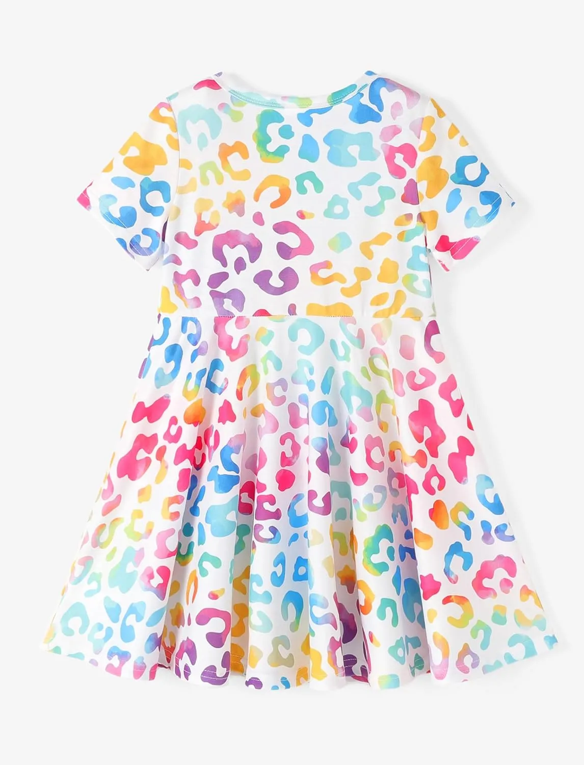 PATPAT Girls Short Sleeve Dresses Skater Twirly Stretch A-line Toddler Casual Swing Dress