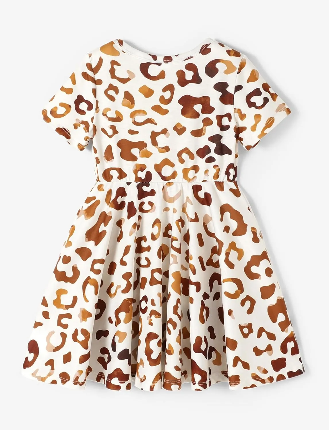 PATPAT Girls Short Sleeve Dresses Skater Twirly Stretch A-line Toddler Casual Swing Dress