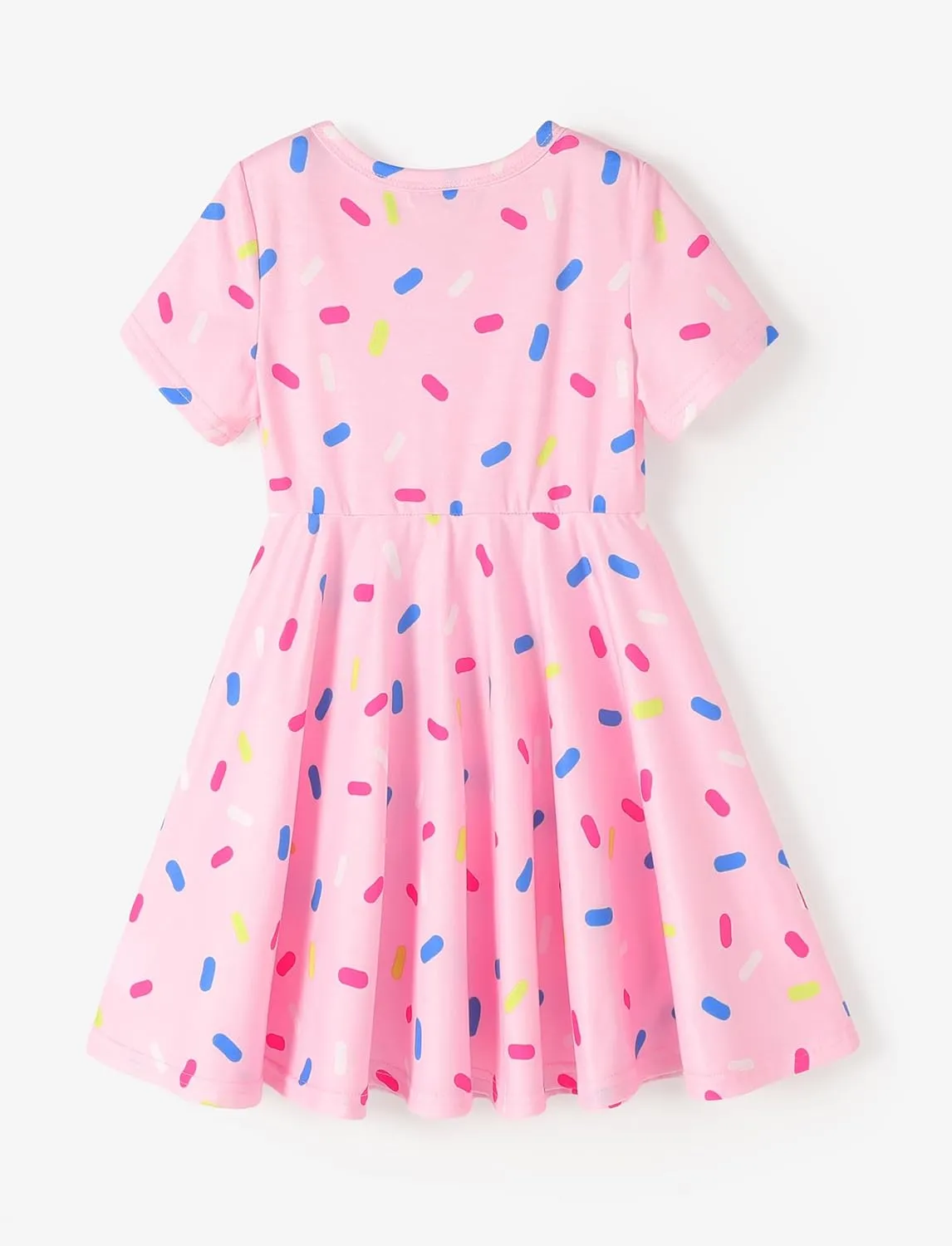 PATPAT Girls Short Sleeve Dresses Skater Twirly Stretch A-line Toddler Casual Swing Dress