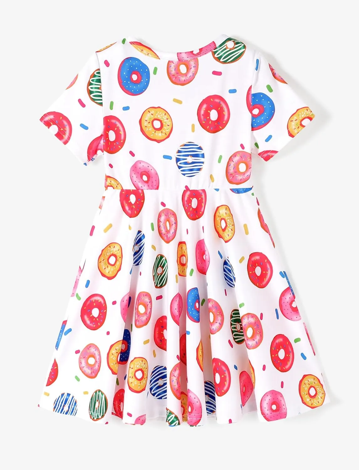 PATPAT Girls Short Sleeve Dresses Skater Twirly Stretch A-line Toddler Casual Swing Dress