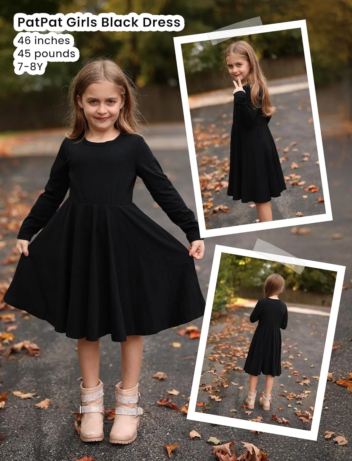 PATPAT Girls Short Sleeve Dresses Skater Twirly Stretch A-line Toddler Casual Swing Dress