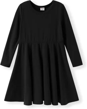 PATPAT Girls Short Sleeve Dresses Skater Twirly Stretch A-line Toddler Casual Swing Dress
