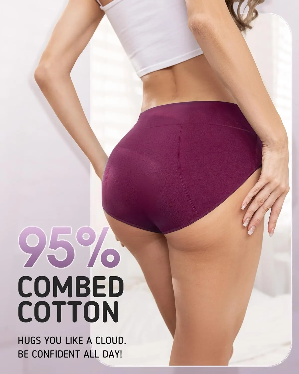 Period Underwear For Women Heavy Flow, Leakproof Panties High Waisted Cotton Postpartum Teens Hipster Briefs 3 Pack