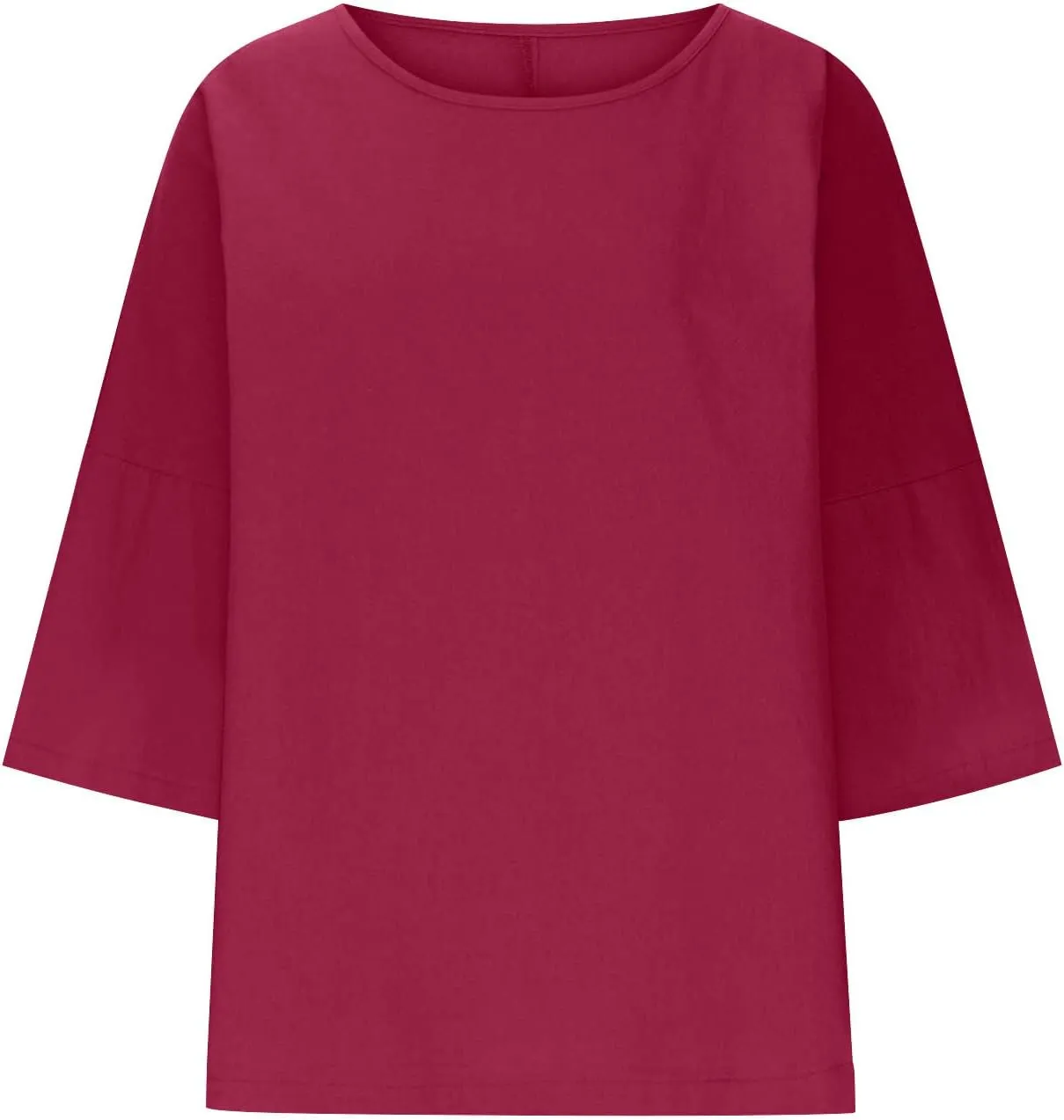 Plus Size Drop Shoulder Tunic Tops Women Cotton Linen Basic Crewneck T Shirts Summer Casual Loose Fit Beach Vacation Blouses