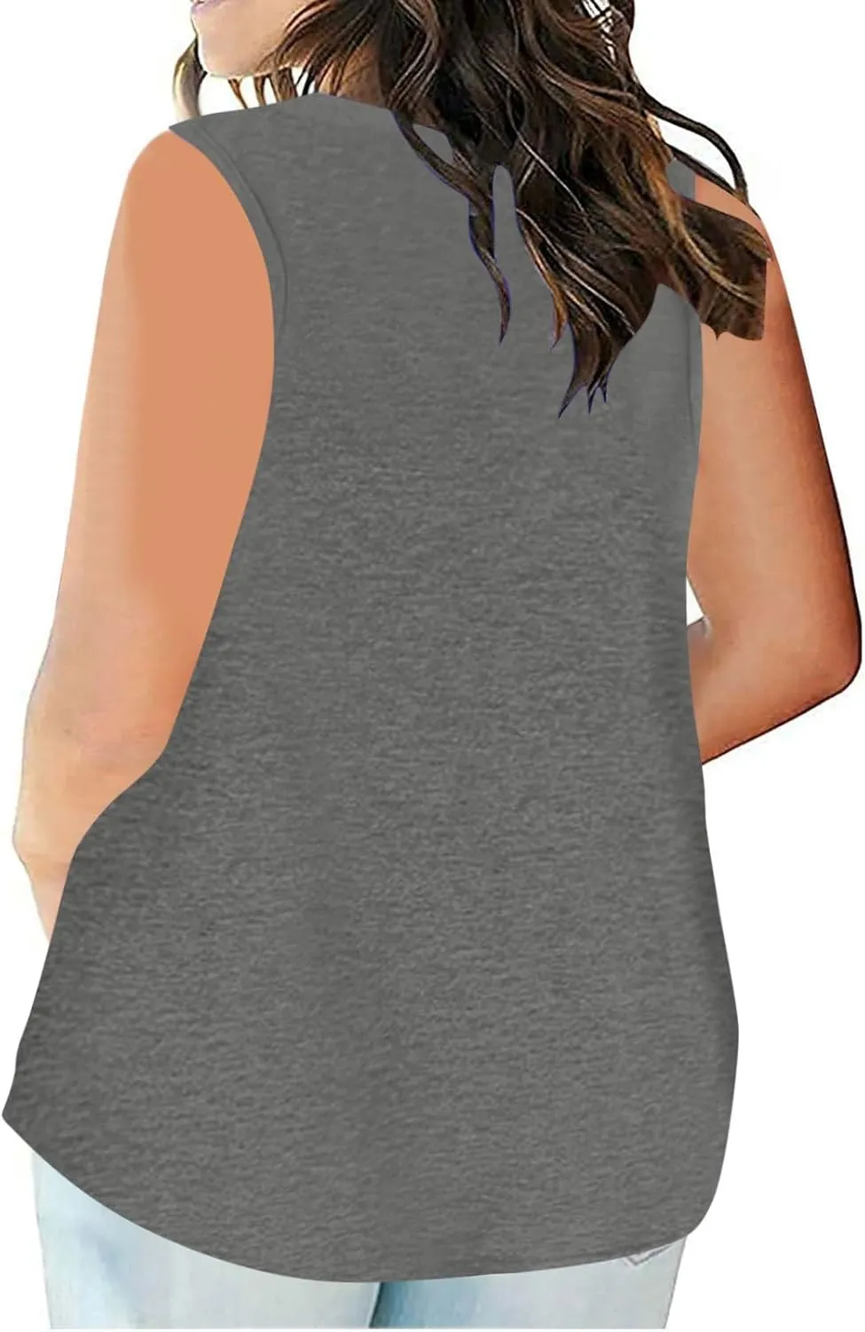 Plus Size Tank Tops for Women Cute V Neck Sleeveless Shirts Trendy Summer Oversized Blouses Casual Loose Fit Tunics