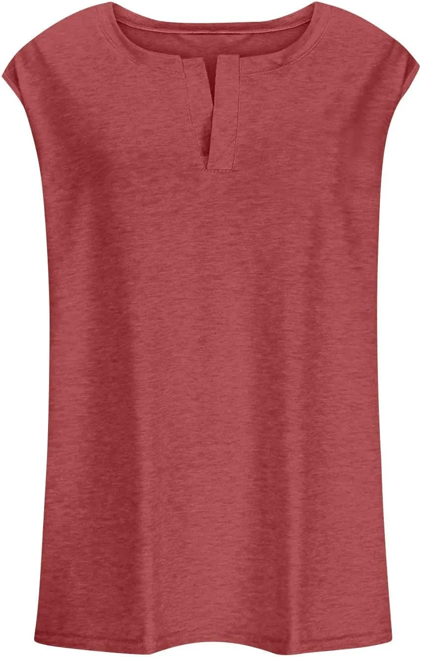 Plus Size Tank Tops for Women Cute V Neck Sleeveless Shirts Trendy Summer Oversized Blouses Casual Loose Fit Tunics