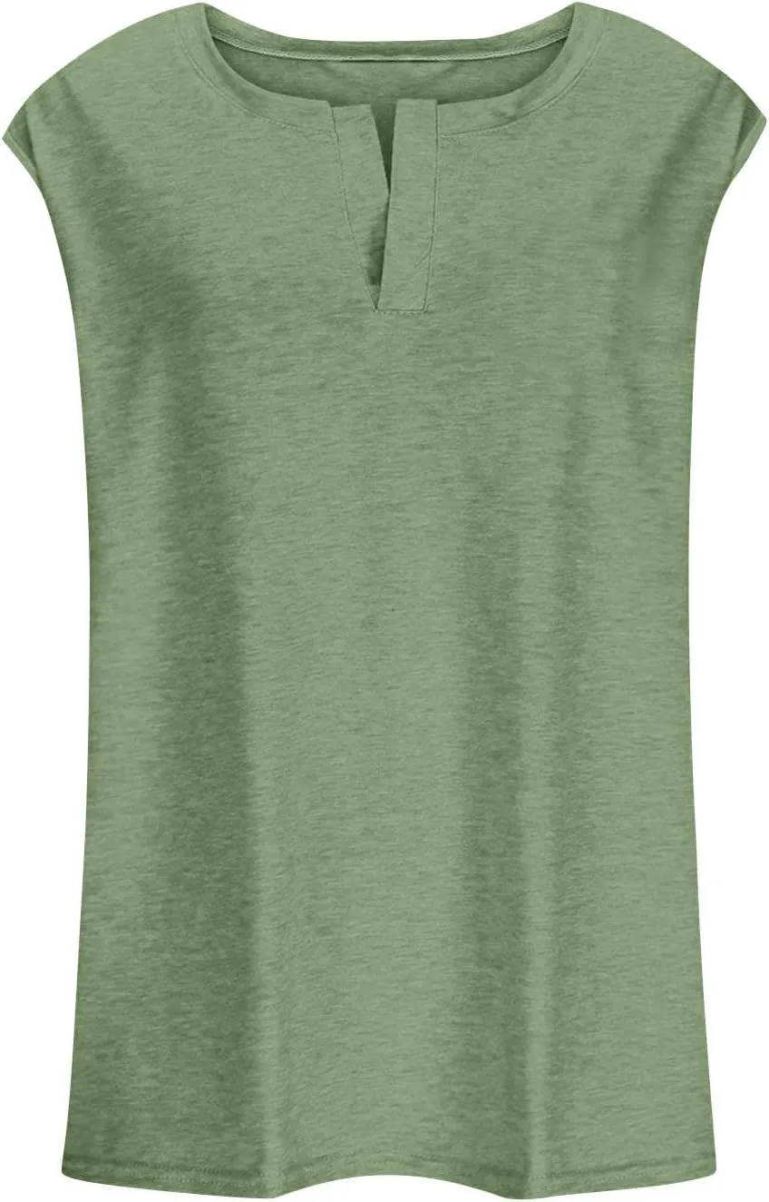 Plus Size Tank Tops for Women Cute V Neck Sleeveless Shirts Trendy Summer Oversized Blouses Casual Loose Fit Tunics