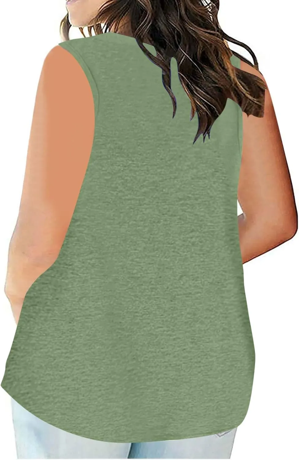 Plus Size Tank Tops for Women Cute V Neck Sleeveless Shirts Trendy Summer Oversized Blouses Casual Loose Fit Tunics
