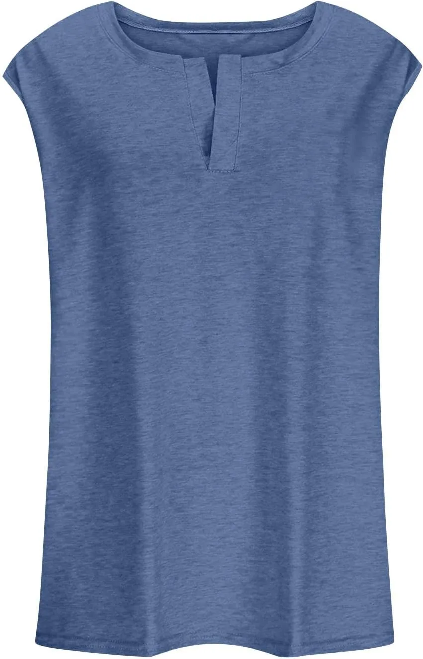 Plus Size Tank Tops for Women Cute V Neck Sleeveless Shirts Trendy Summer Oversized Blouses Casual Loose Fit Tunics