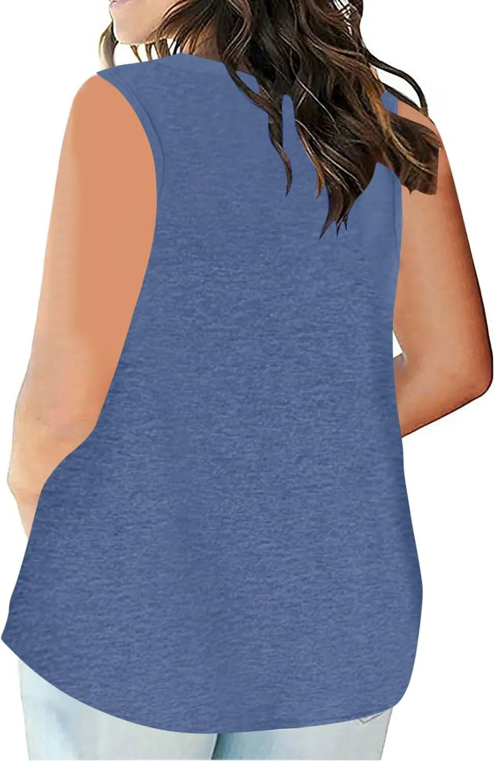 Plus Size Tank Tops for Women Cute V Neck Sleeveless Shirts Trendy Summer Oversized Blouses Casual Loose Fit Tunics