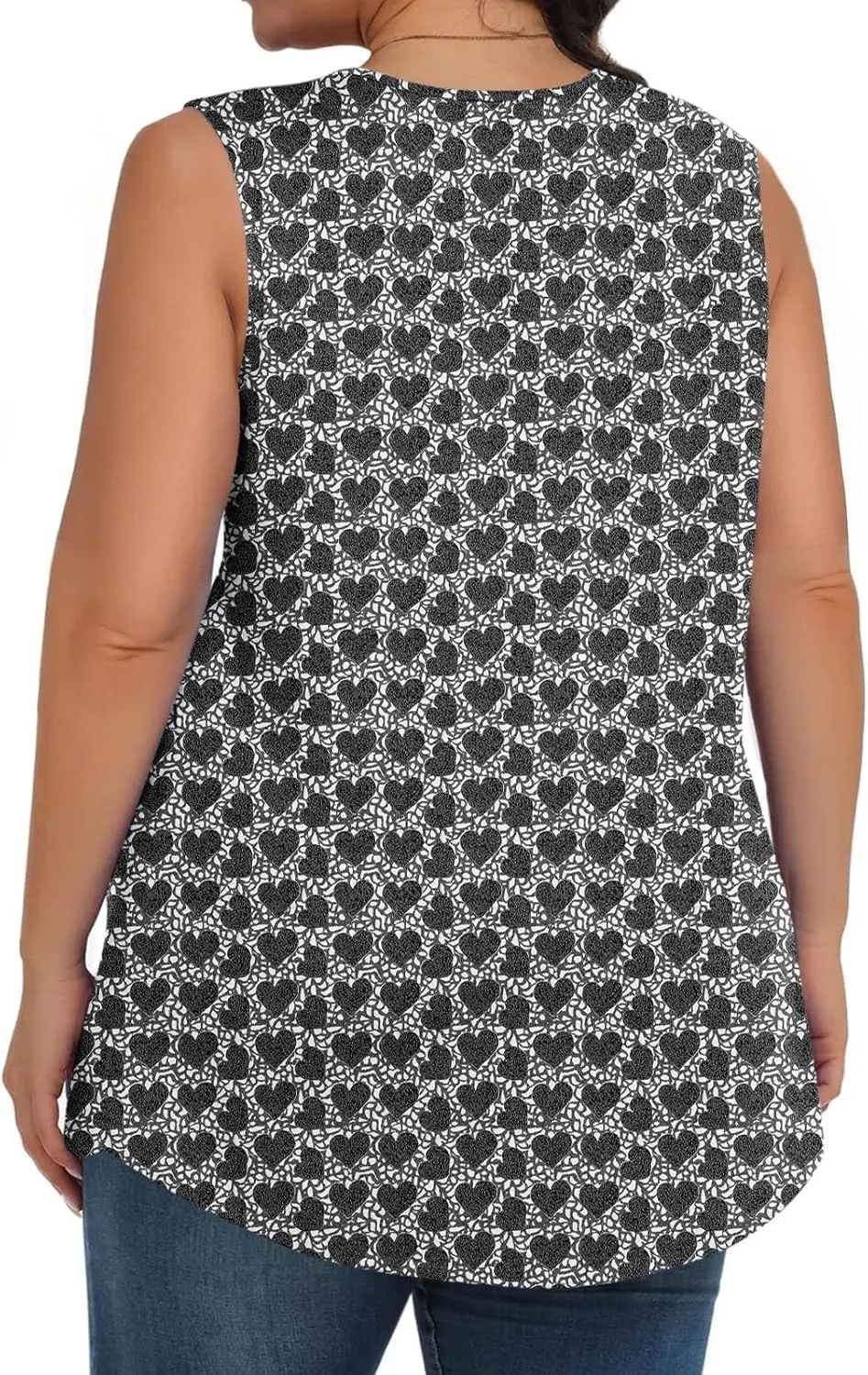 Plus Size Tank Tops for Women Summer Casual Sleeveless Scoop Neck T-Shirts Floral Printed Ladies Blouses