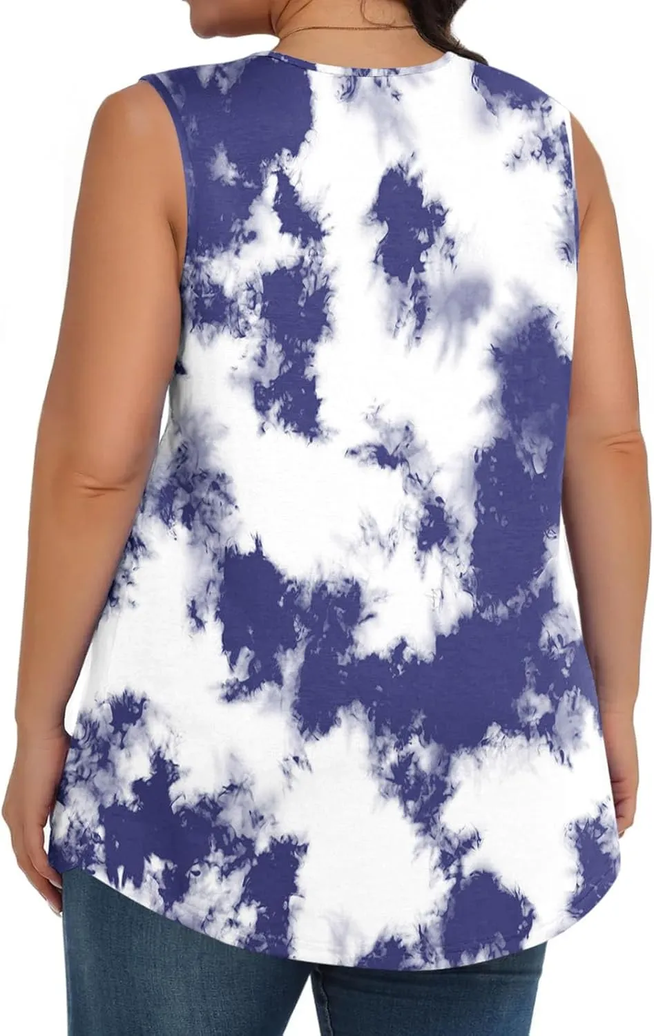 Plus Size Tank Tops for Women Summer Casual Sleeveless Scoop Neck T-Shirts Floral Printed Ladies Blouses