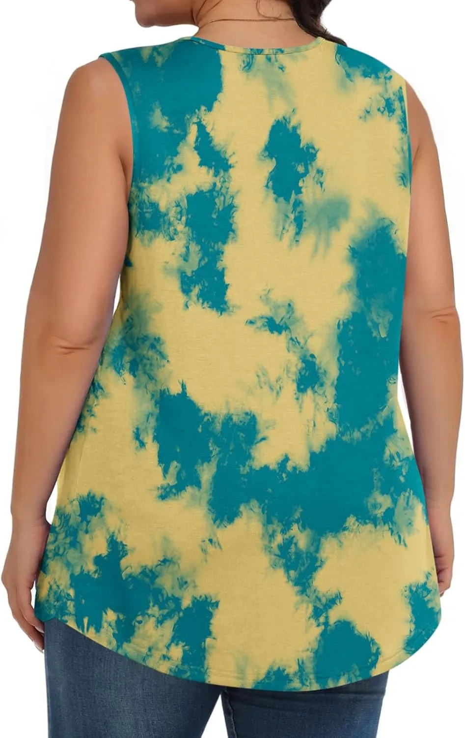 Plus Size Tank Tops for Women Summer Casual Sleeveless Scoop Neck T-Shirts Floral Printed Ladies Blouses