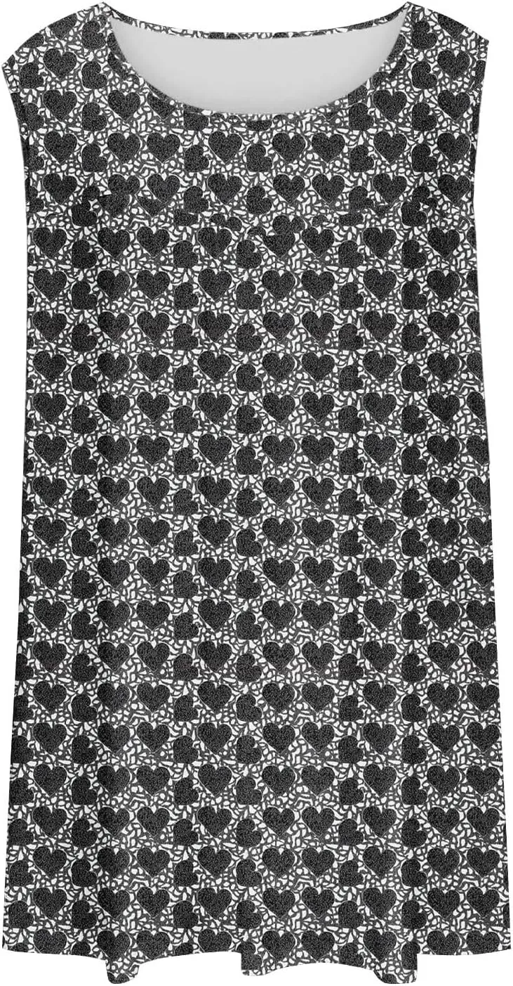 Plus Size Tank Tops for Women Summer Casual Sleeveless Scoop Neck T-Shirts Floral Printed Ladies Blouses