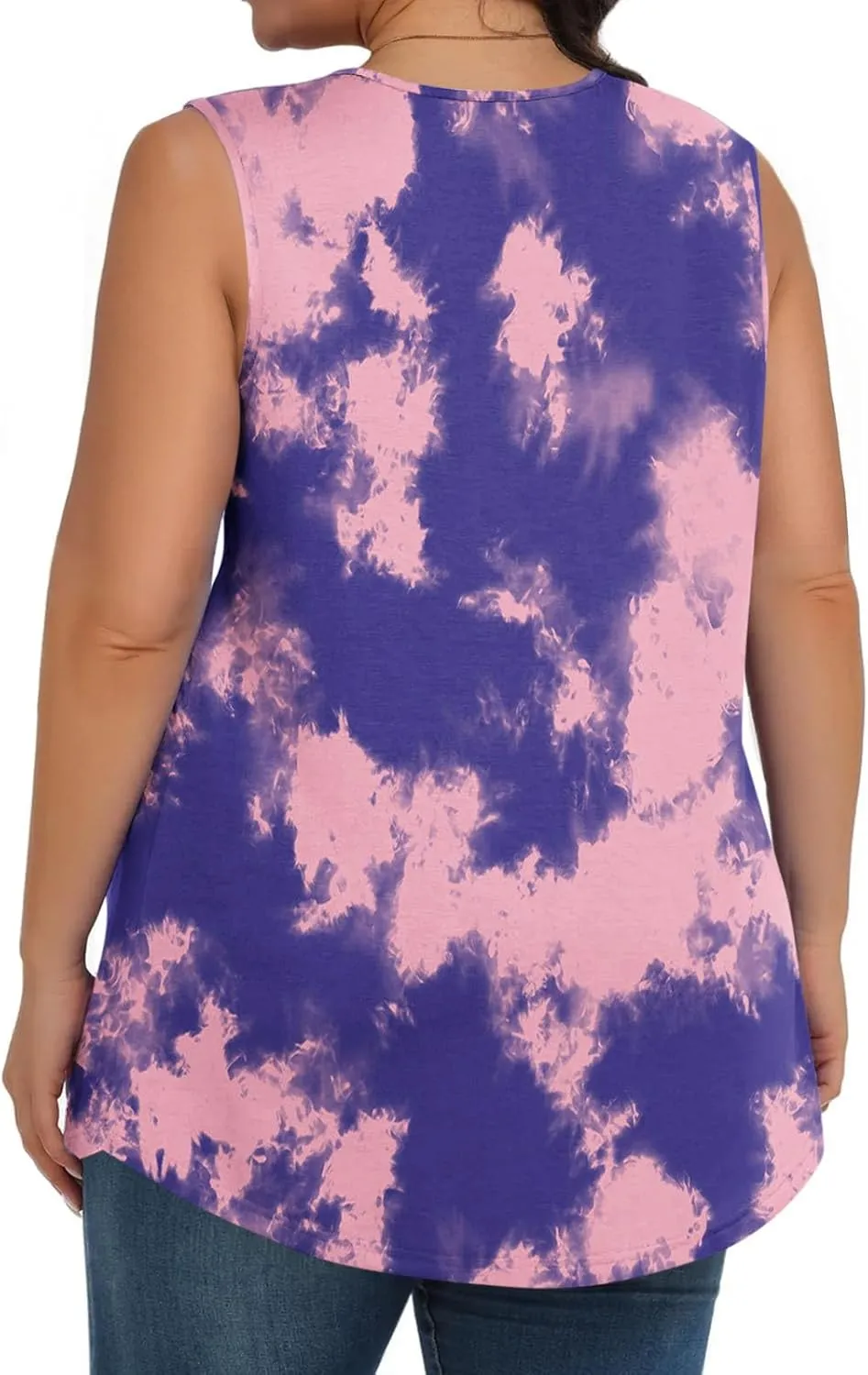 Plus Size Tank Tops for Women Summer Casual Sleeveless Scoop Neck T-Shirts Floral Printed Ladies Blouses