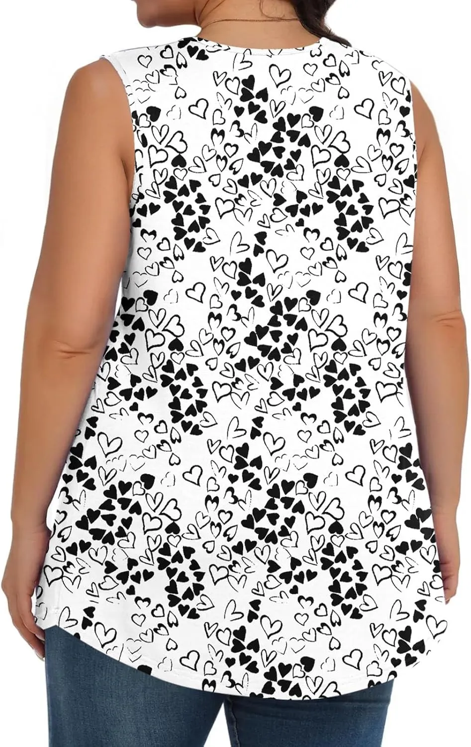 Plus Size Tank Tops for Women Summer Casual Sleeveless Scoop Neck T-Shirts Floral Printed Ladies Blouses