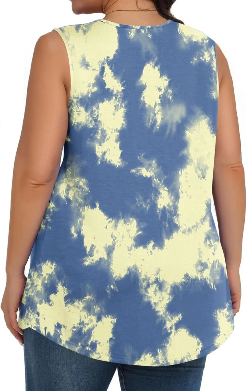 Plus Size Tank Tops for Women Summer Casual Sleeveless Scoop Neck T-Shirts Floral Printed Ladies Blouses