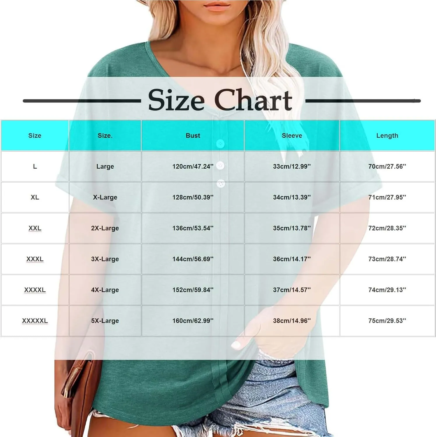 Plus Size Tops for Women Summer V Neck Short Sleeve Tee Shirts Henley Button Casual Loose Fit Blouse L-5XL