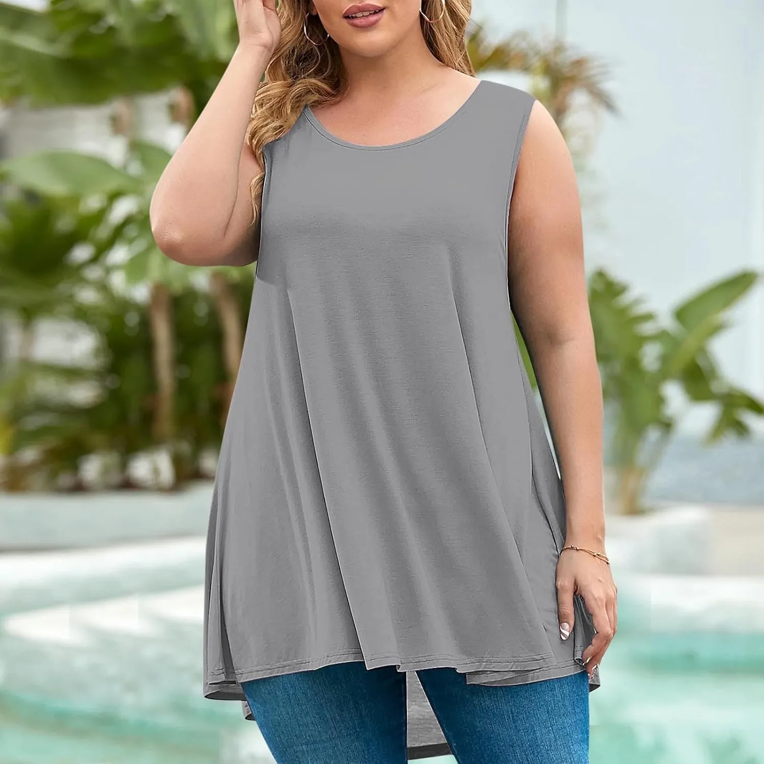 Plus Size Tunic Tops for Women Dressy Tank Tops 2025 Plus Size Loose Fit Dressy Loose Flowy T Shirts Blouses
