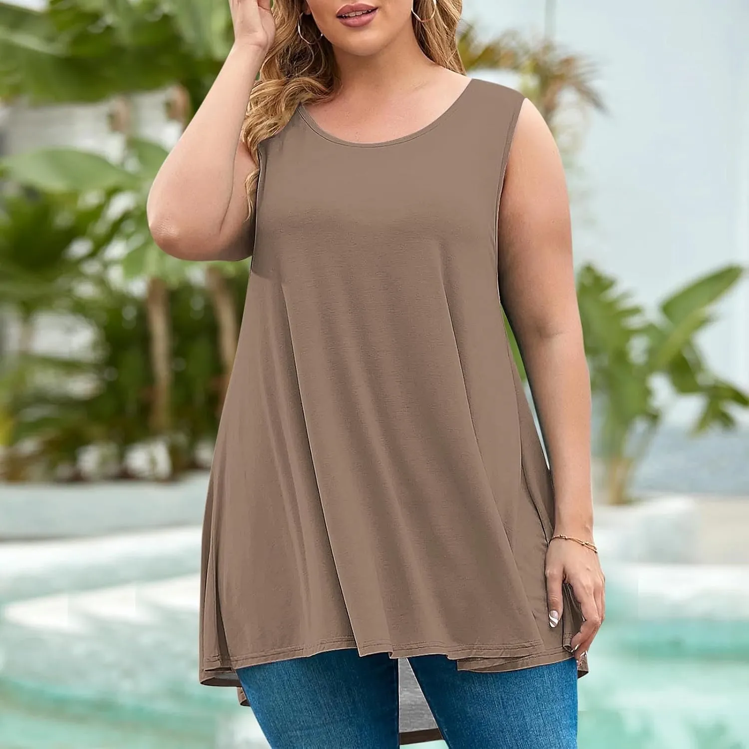 Plus Size Tunic Tops for Women Dressy Tank Tops 2025 Plus Size Loose Fit Dressy Loose Flowy T Shirts Blouses
