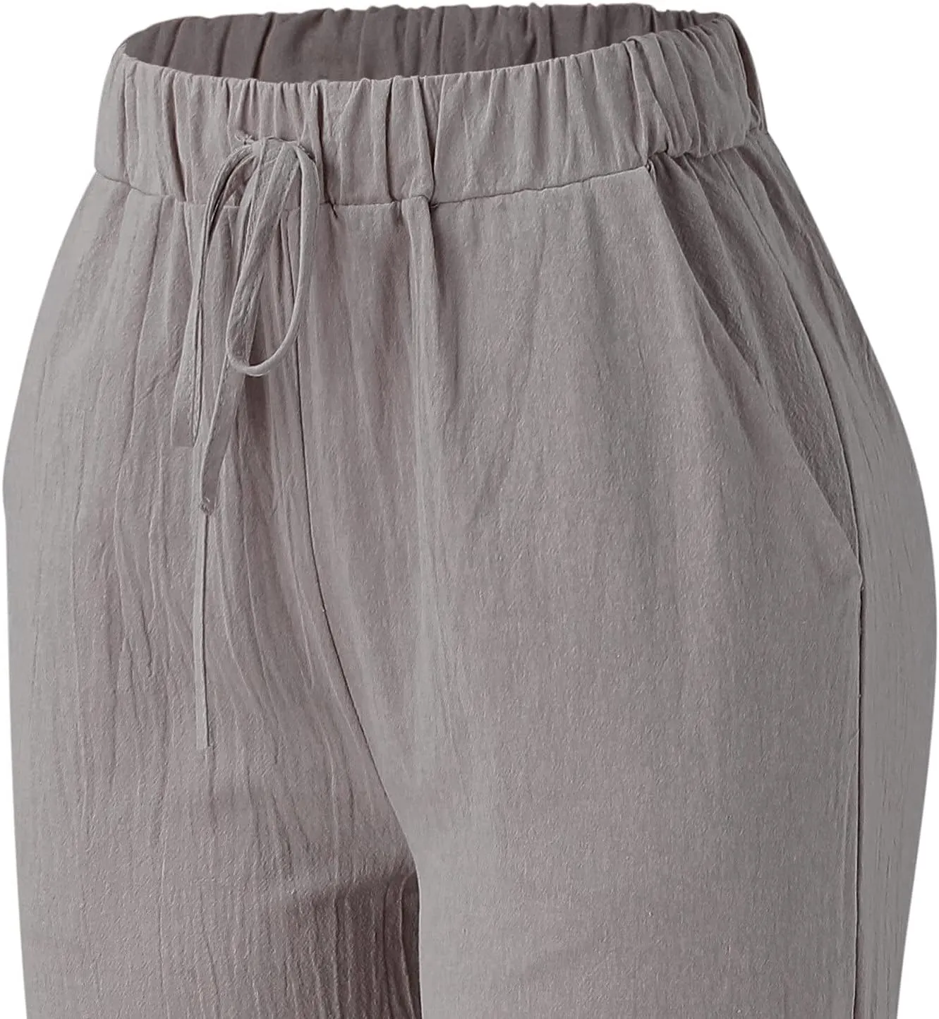 Pocket Pants Wide Loose Casual Solid Women's Leg Bandage Pants Linen Women