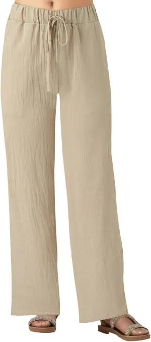 Pocket Pants Wide Loose Casual Solid Women's Leg Bandage Pants Linen Women