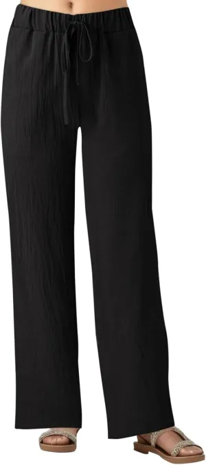 Pocket Pants Wide Loose Casual Solid Women's Leg Bandage Pants Linen Women