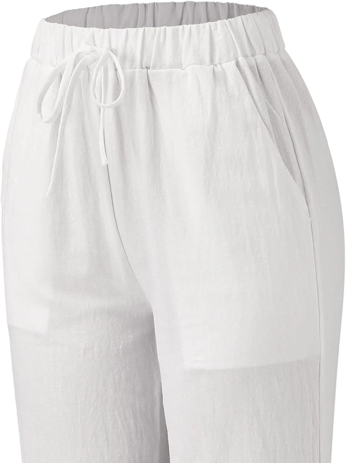 Pocket Pants Wide Loose Casual Solid Women's Leg Bandage Pants Linen Women