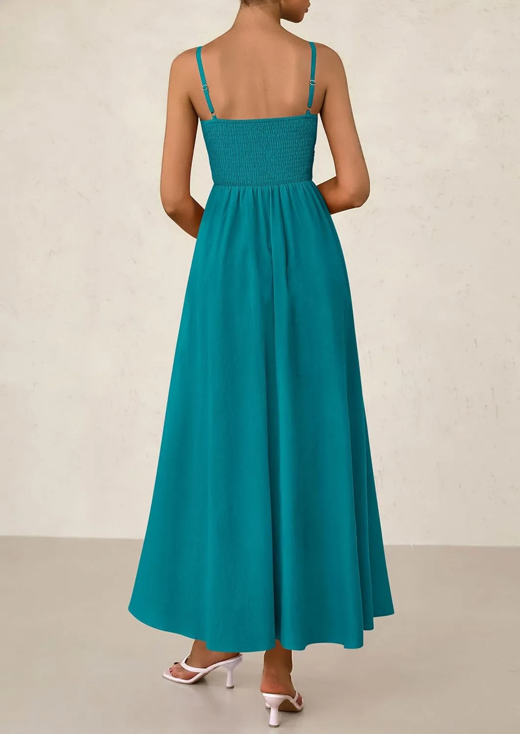 PRETTYGARDEN Women's 2025 Summer Maxi Dresses Beach Sundress Casual Spaghetti Strap Smocked Swing A Line Long Flowy Dress