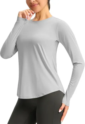 Rash Guard for Women UV Protection Long Sleeve Outdoor Sun Shirt UPF 50  SPF Hiking Shirt Quick Dry Athletic Swim Top