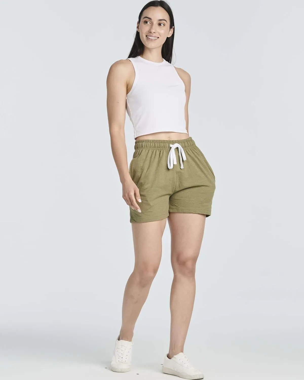Real Essentials 3 Pack: Women’s Cotton French Terry Shorts Pockets - Casual Athletic Lounge (Available in Plus)