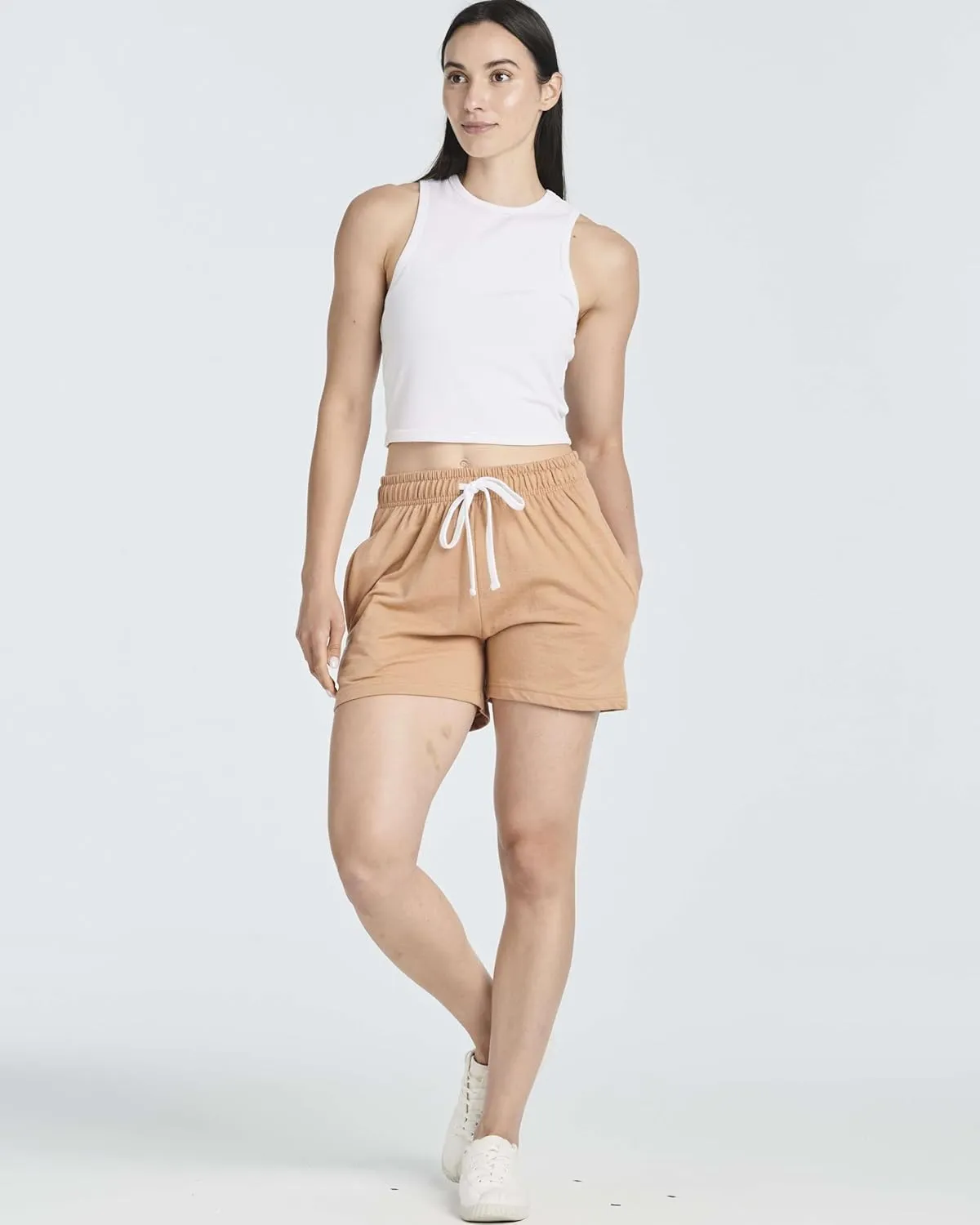 Real Essentials 3 Pack: Women’s Cotton French Terry Shorts Pockets - Casual Athletic Lounge (Available in Plus)