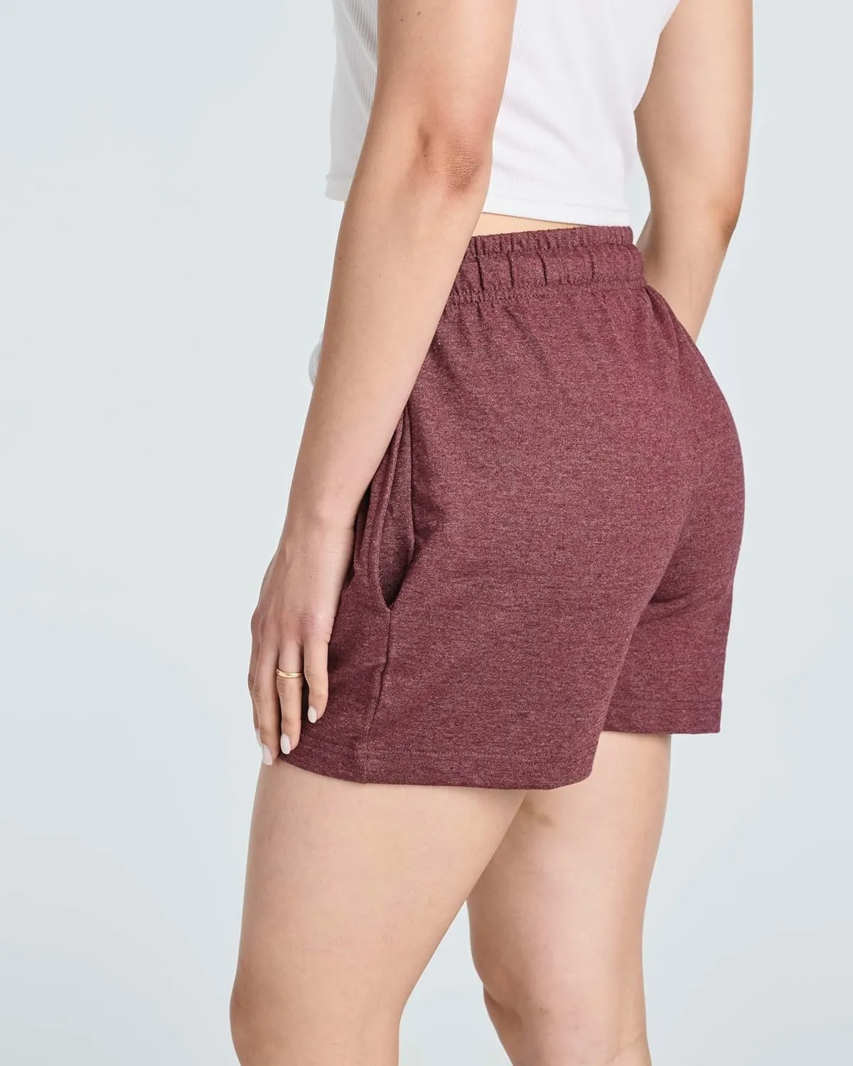 Real Essentials 3 Pack: Women’s Cotton French Terry Shorts Pockets - Casual Athletic Lounge (Available in Plus)