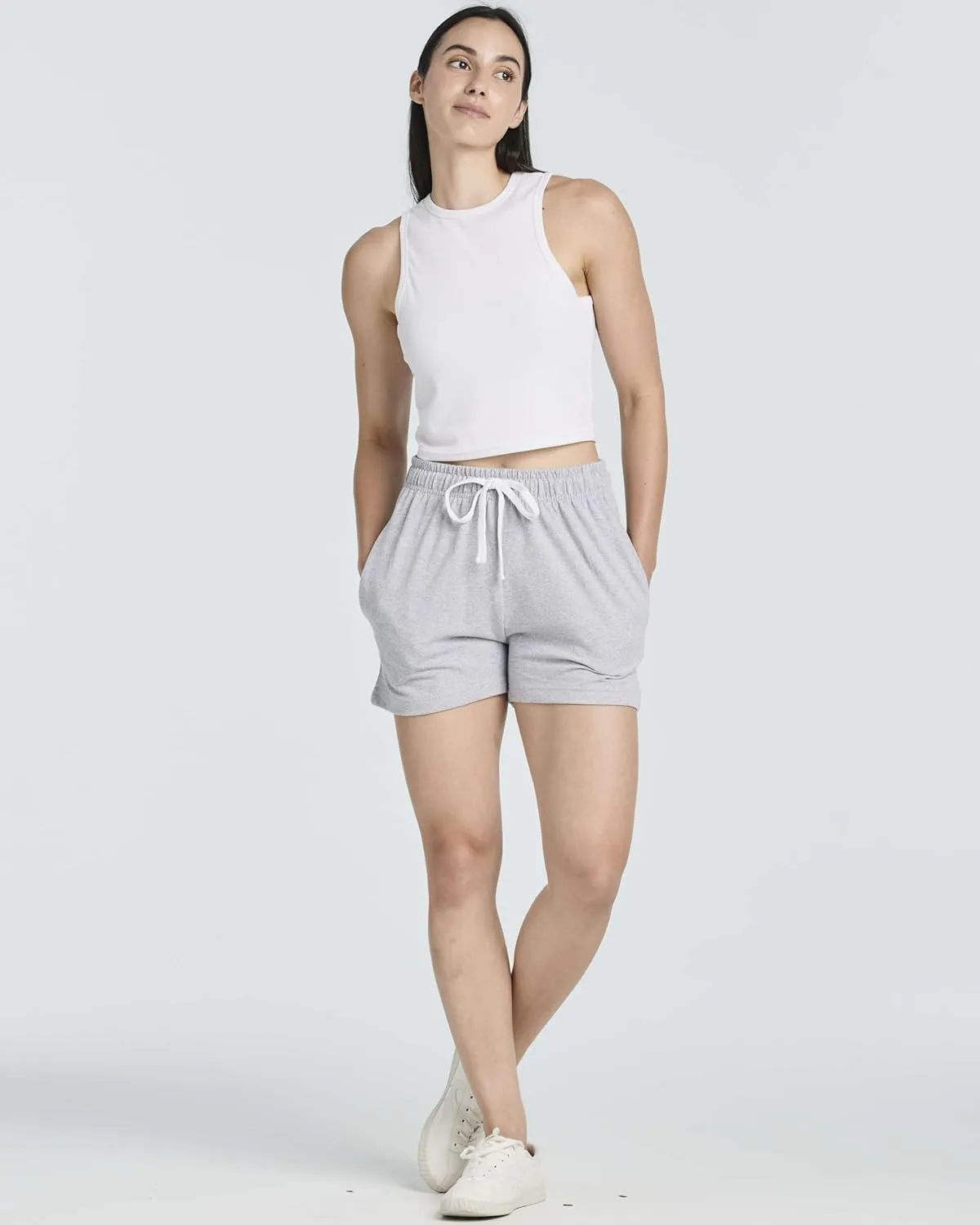 Real Essentials 3 Pack: Women’s Cotton French Terry Shorts Pockets - Casual Athletic Lounge (Available in Plus)