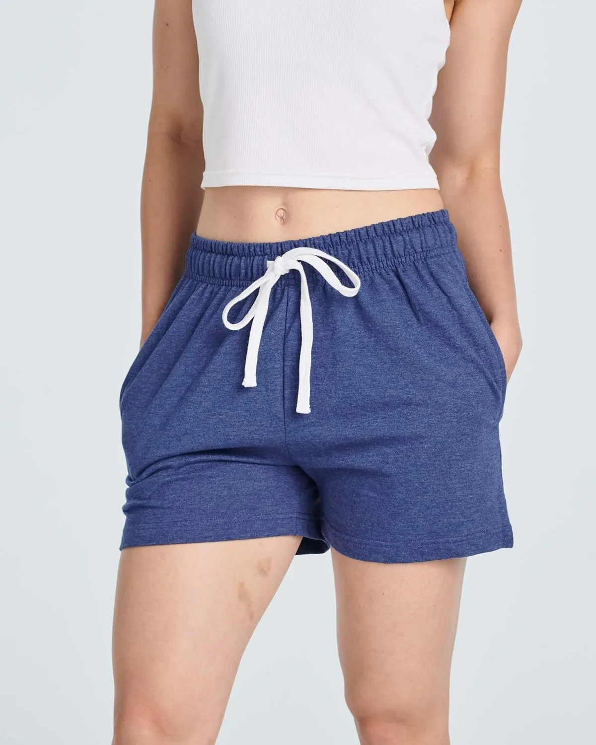 Real Essentials 3 Pack: Women’s Cotton French Terry Shorts Pockets - Casual Athletic Lounge (Available in Plus)