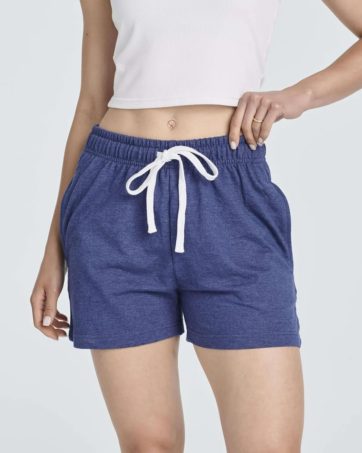 Real Essentials 3 Pack: Women’s Cotton French Terry Shorts Pockets - Casual Athletic Lounge (Available in Plus)