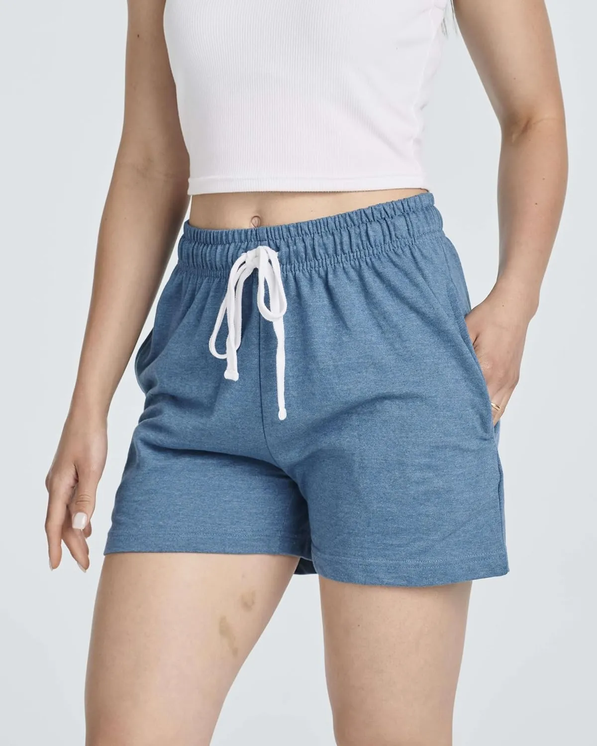 Real Essentials 3 Pack: Women’s Cotton French Terry Shorts Pockets - Casual Athletic Lounge (Available in Plus)
