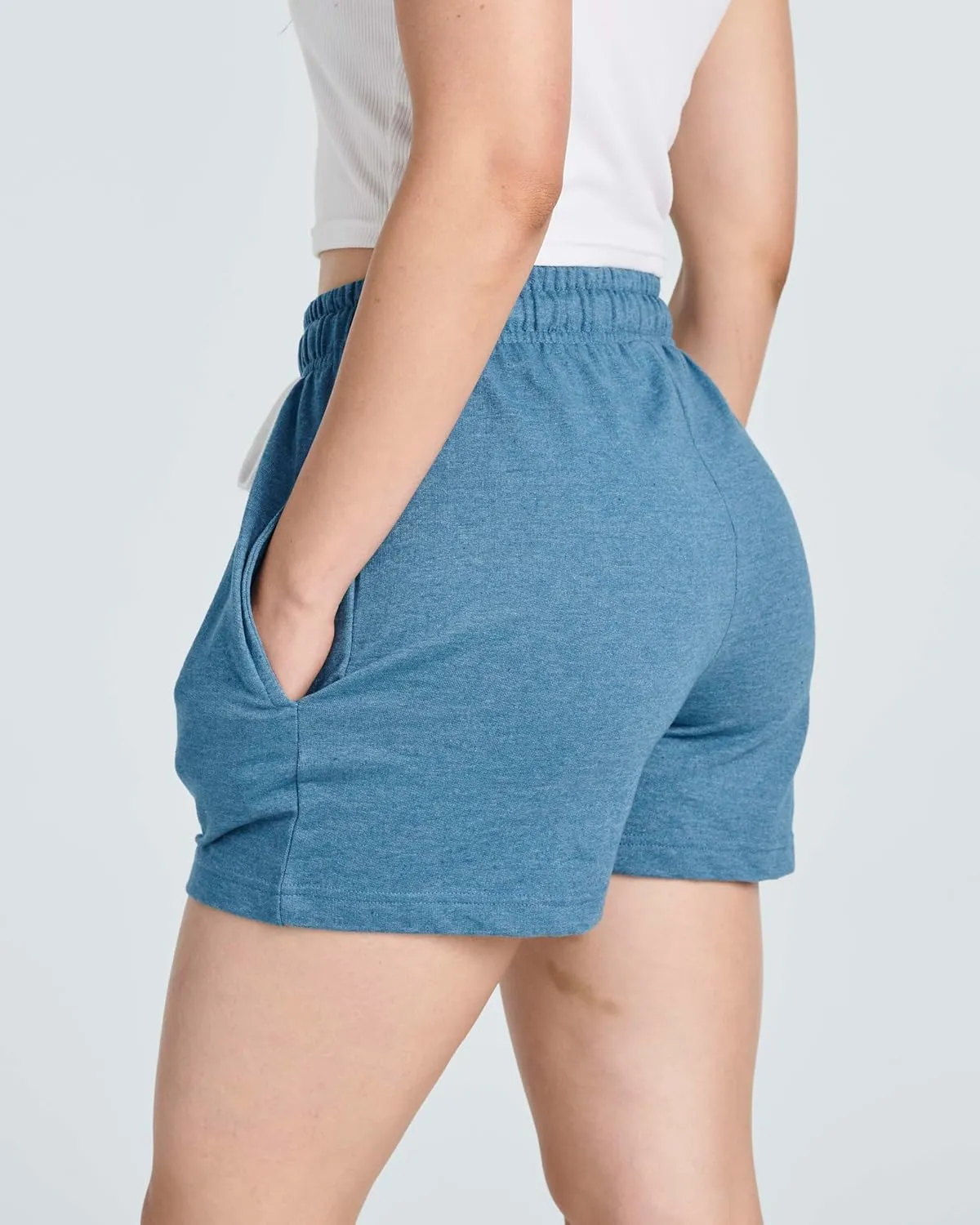 Real Essentials 3 Pack: Women’s Cotton French Terry Shorts Pockets - Casual Athletic Lounge (Available in Plus)