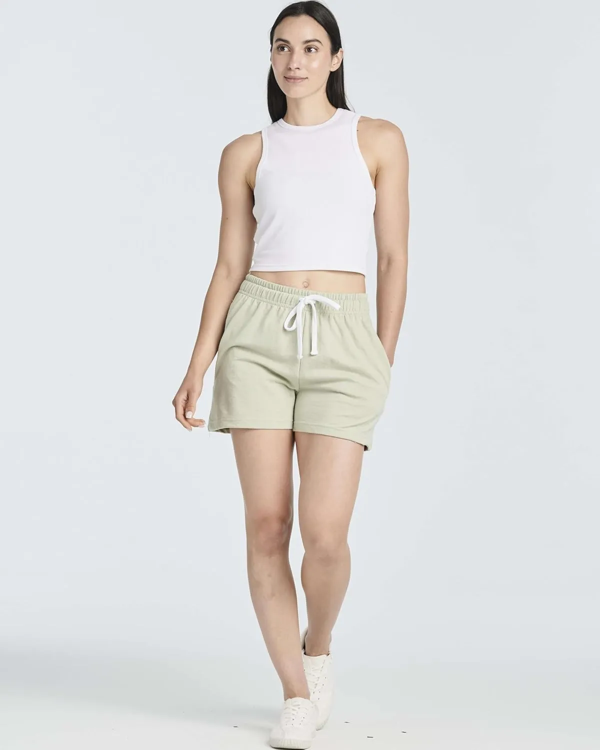 Real Essentials 3 Pack: Women’s Cotton French Terry Shorts Pockets - Casual Athletic Lounge (Available in Plus)