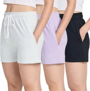 Real Essentials 3 Pack: Women’s Cotton French Terry Shorts Pockets - Casual Athletic Lounge (Available in Plus)