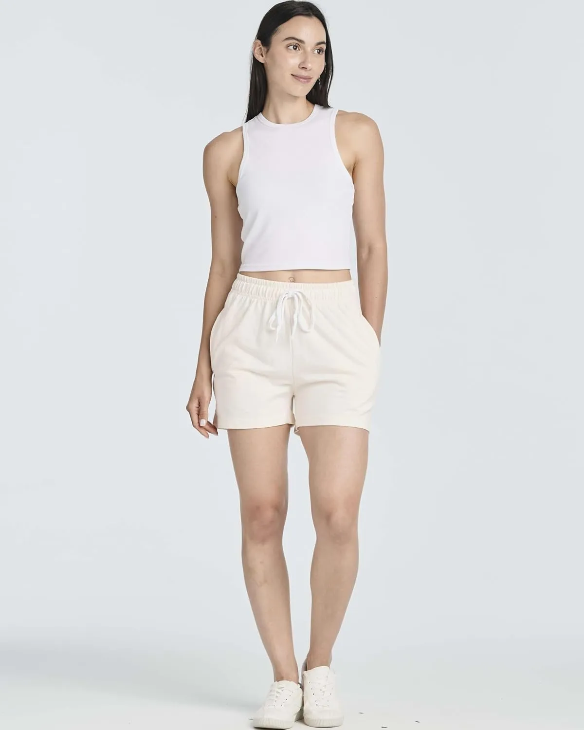 Real Essentials 3 Pack: Women’s Cotton French Terry Shorts Pockets - Casual Athletic Lounge (Available in Plus)