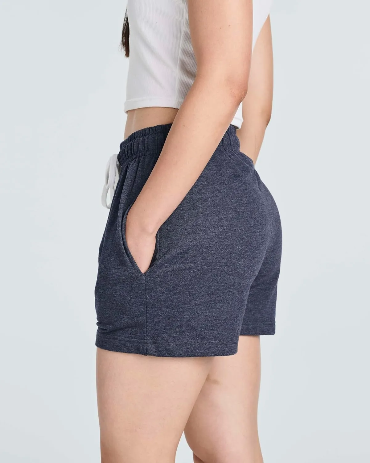 Real Essentials 3 Pack: Women’s Cotton French Terry Shorts Pockets - Casual Athletic Lounge (Available in Plus)