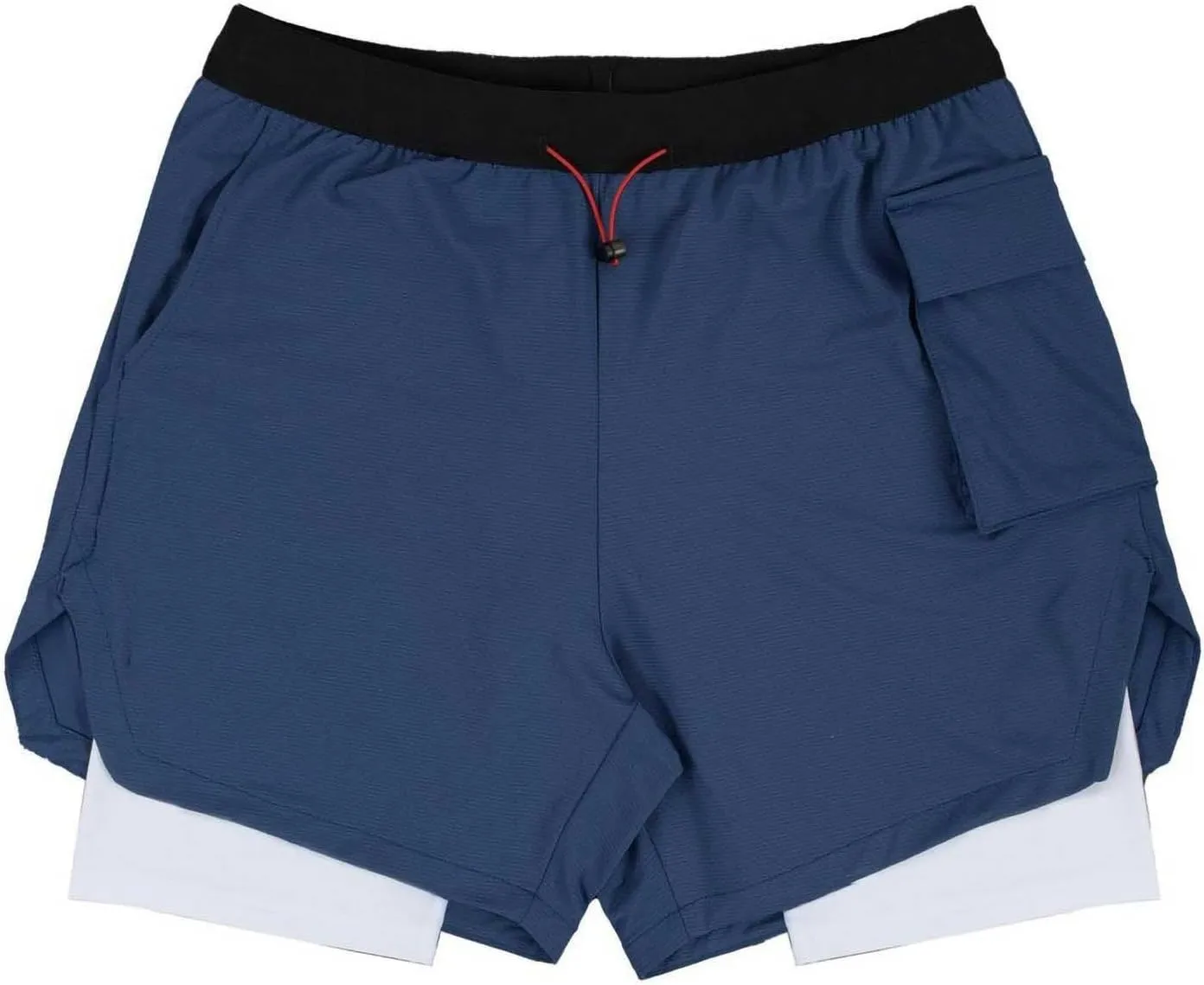 Running Shorts for Men Liner Lace up Elastic Waist Short Quick Dry Breathable Athletic Pants with Zipper Pockets